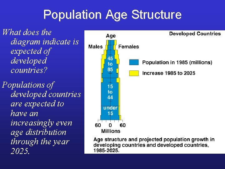 Population Age Structure What does the diagram indicate is expected of developed countries? Populations