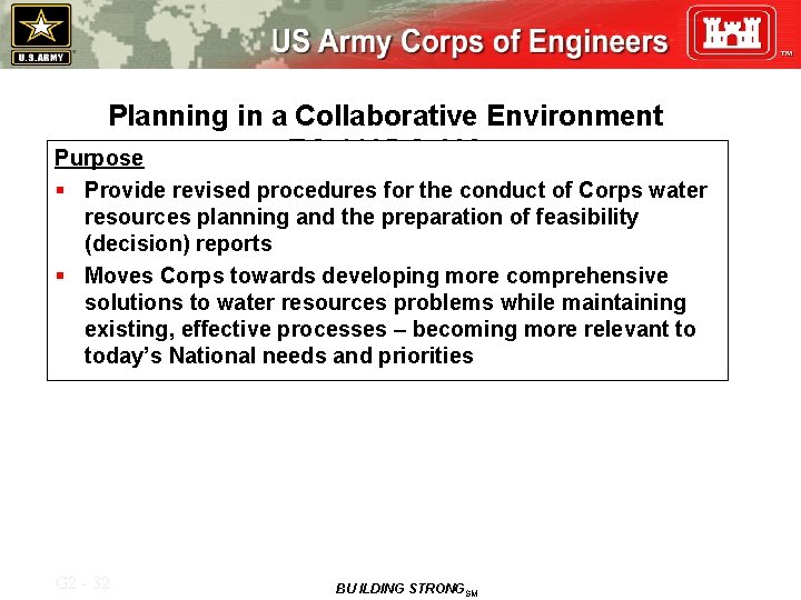 Planning in a Collaborative Environment EC 1105 -2 -409 Purpose § Provide revised procedures