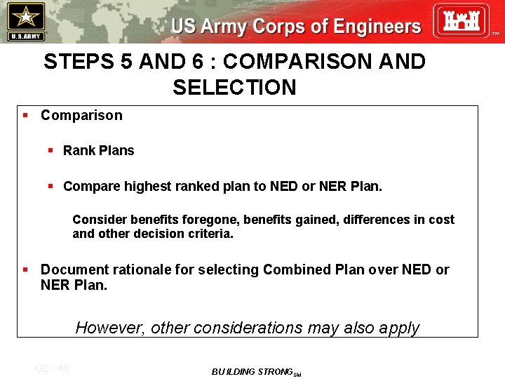 STEPS 5 AND 6 : COMPARISON AND SELECTION § Comparison § Rank Plans §
