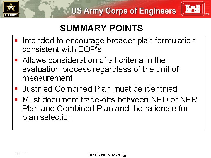 SUMMARY POINTS § Intended to encourage broader plan formulation consistent with EOP’s § Allows