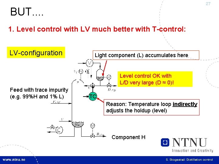 27 BUT. . 1. Level control with LV much better with T-control: LV-configuration Light