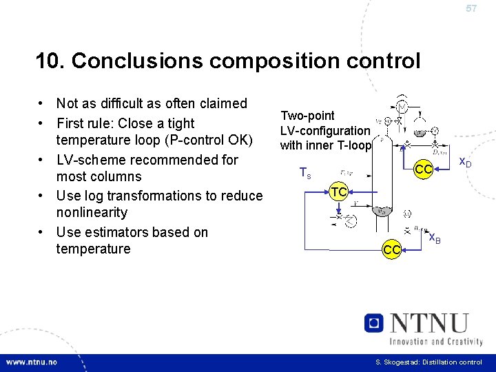 57 10. Conclusions composition control • Not as difficult as often claimed • First