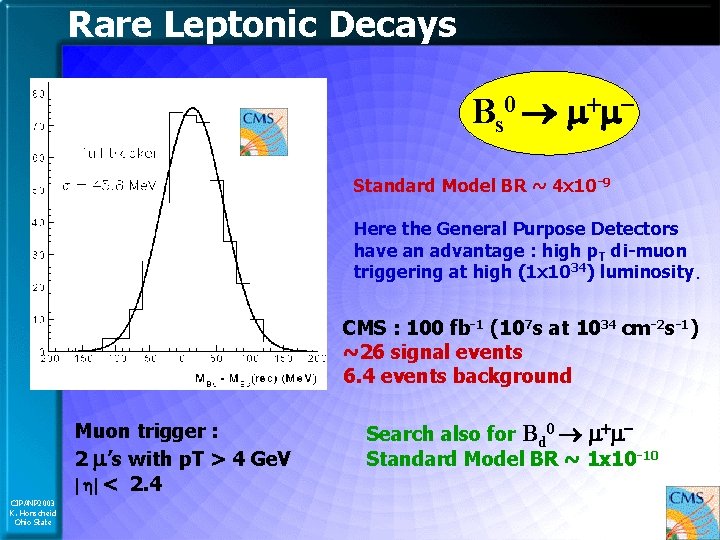 Rare Leptonic Decays B s 0 m m Standard Model BR ~ 4 x