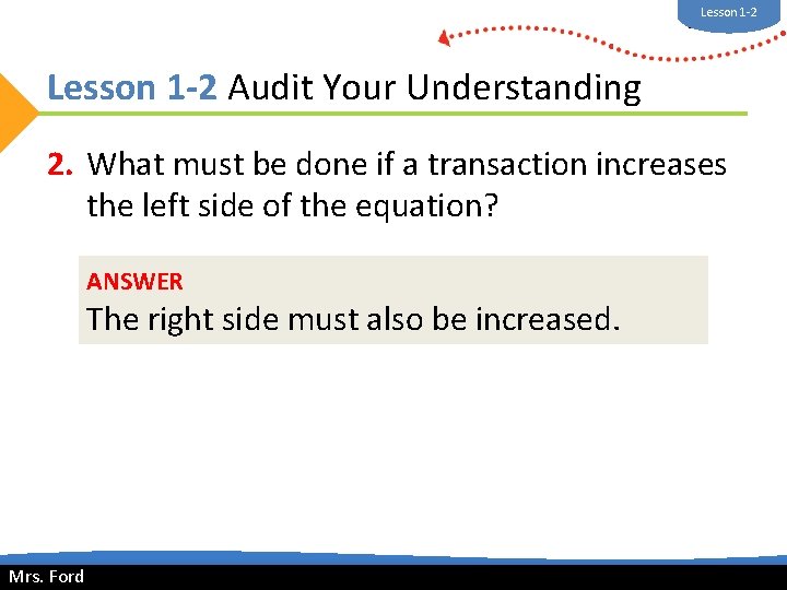 Lesson 1 -2 Mrs. Ford Lesson 1 -2 Audit Your Understanding 2. What must