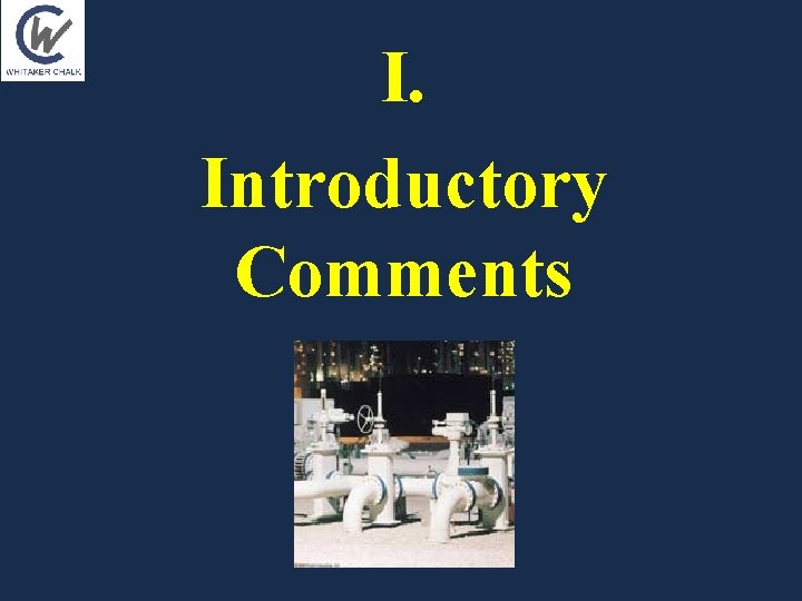 I. Introductory Comments I. Introductory Comments