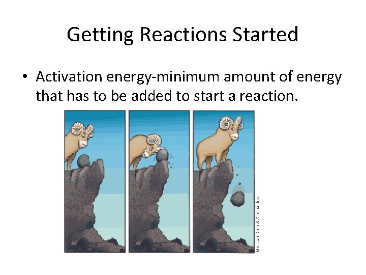 Getting Reactions Started • Activation energy-minimum amount of energy that has to be added