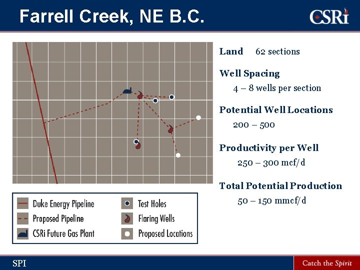 Farrell Creek, NE B. C. Land 62 sections Well Spacing 4 – 8 wells