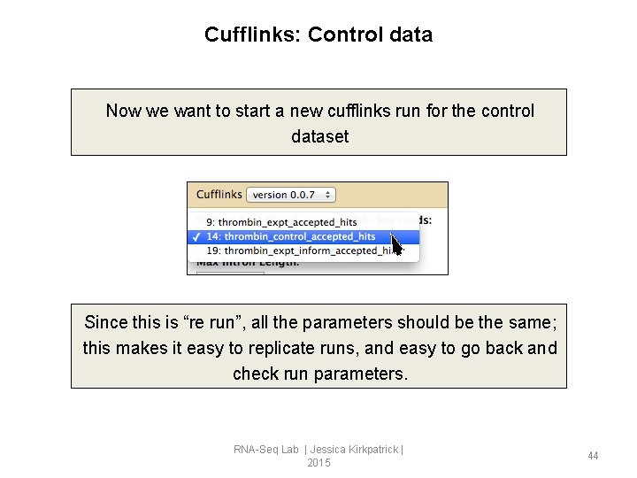 Cufflinks: Control data Now we want to start a new cufflinks run for the