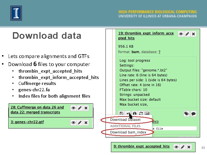 Download data • Lets compare alignments and GTFs • Download 6 files to your