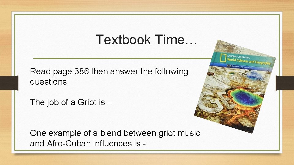 Textbook Time… Read page 386 then answer the following questions: The job of a