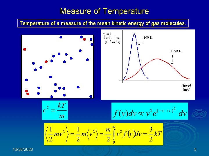 Measure of Temperature of a measure of the mean kinetic energy of gas molecules.