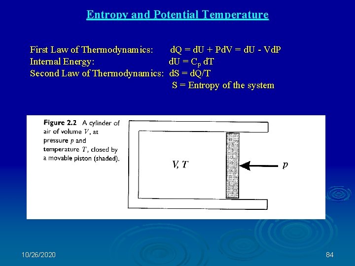 Entropy and Potential Temperature First Law of Thermodynamics: d. Q = d. U +
