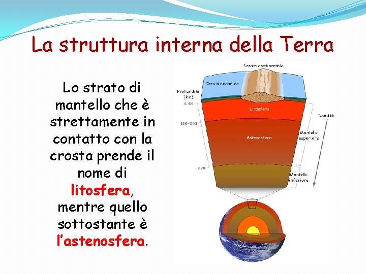 La struttura interna della Terra Lo strato di mantello che è strettamente in contatto