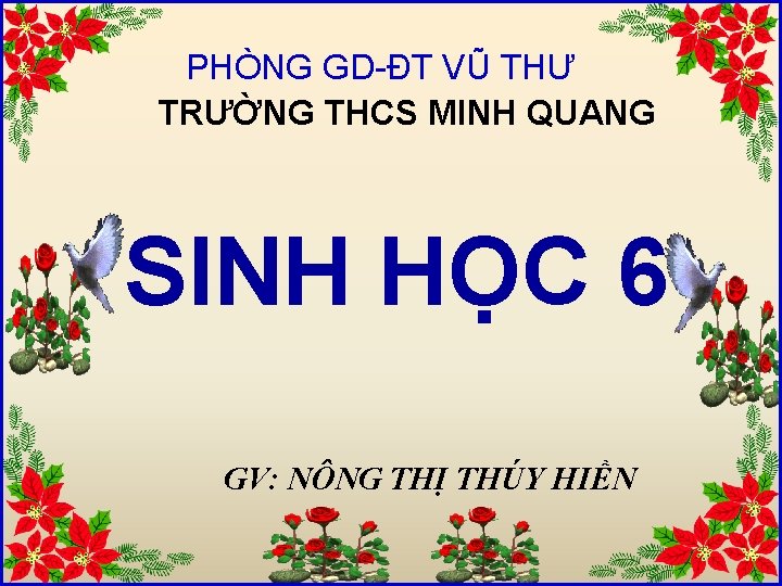 PHÒNG GD-ĐT VŨ THƯ TRƯỜNG THCS MINH QUANG SINH HỌC 6 GV: NÔNG THỊ