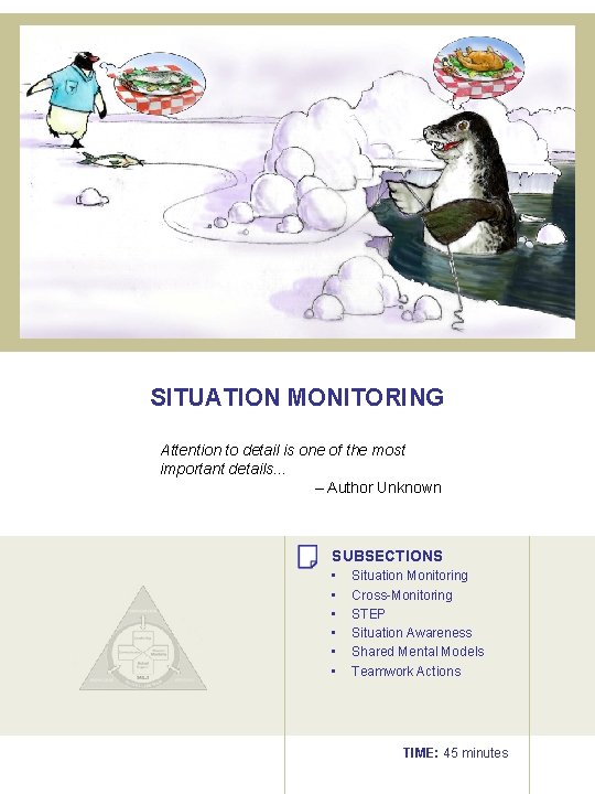 SITUATION MONITORING Attention to detail is one of the most important details. . .