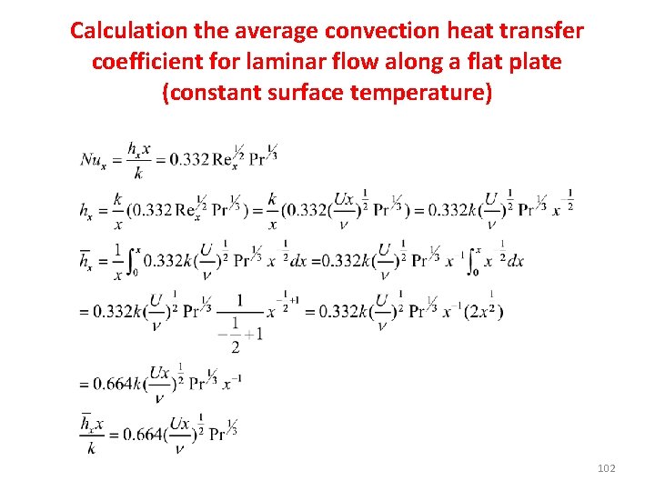 Calculation the average convection heat transfer coefficient for laminar flow along a flat plate