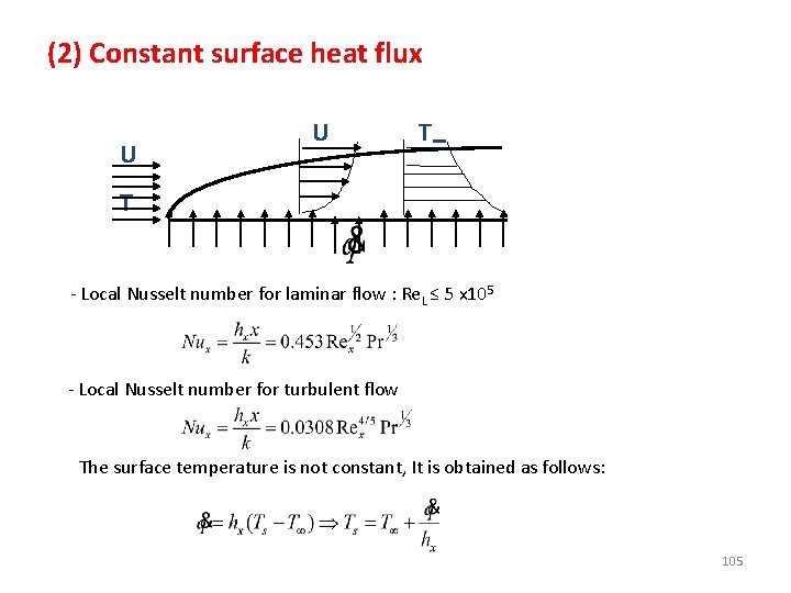 (2) Constant surface heat flux U U T∞ T - Local Nusselt number for