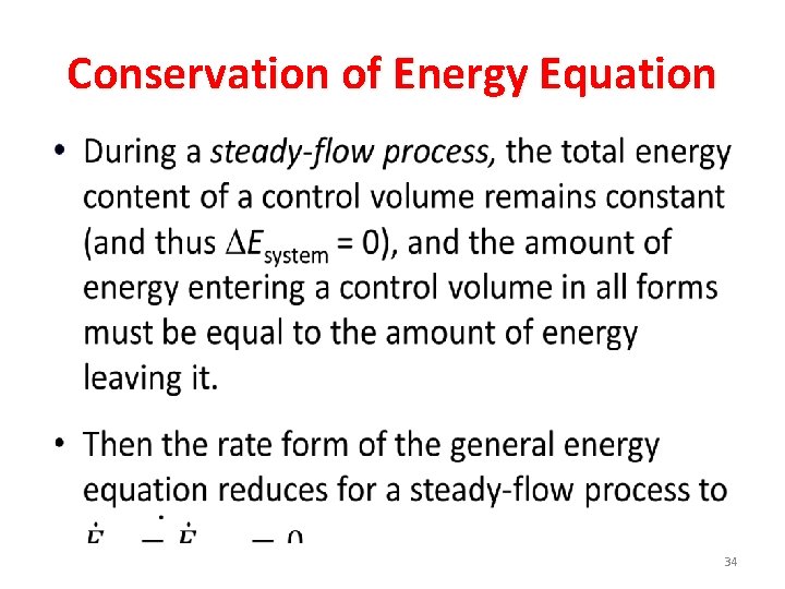 Conservation of Energy Equation 34 