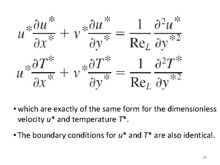  • which are exactly of the same form for the dimensionless velocity u*