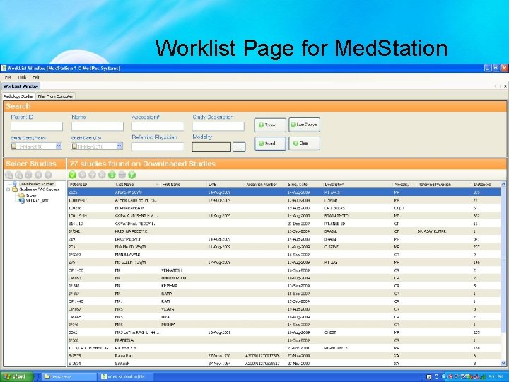 Worklist Page for Med. Station 