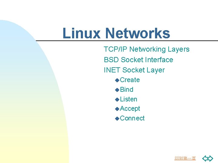 Linux Networks TCP/IP Networking Layers BSD Socket Interface INET Socket Layer u. Create u.