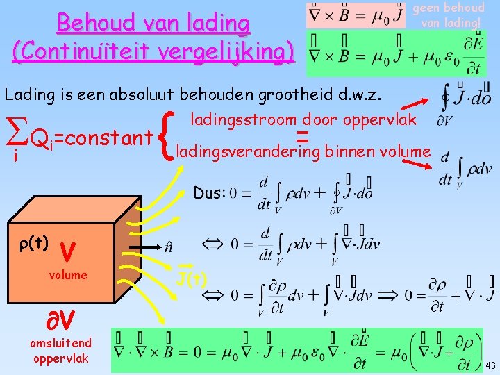 Behoud van lading (Continuïteit vergelijking) geen behoud van lading! Lading is een absoluut behouden