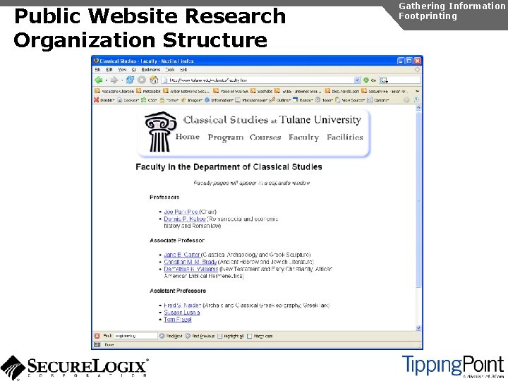 Public Website Research Organization Structure Gathering Information Footprinting 