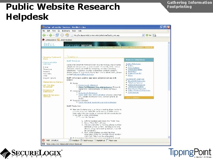 Public Website Research Helpdesk Gathering Information Footprinting 