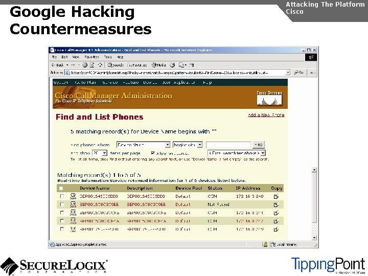 Google Hacking Countermeasures Attacking The Platform Cisco 