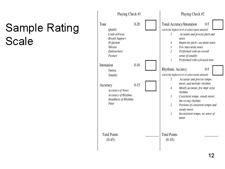 Sample Rating Scale 12 