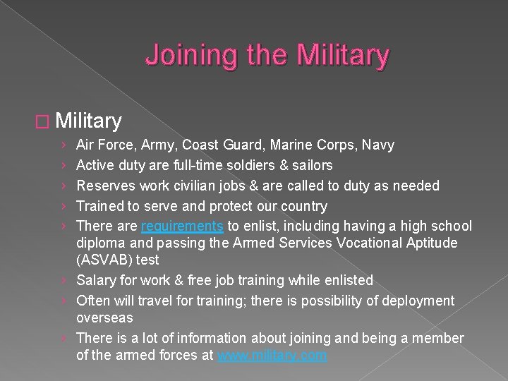 Joining the Military � Military › › › Air Force, Army, Coast Guard, Marine