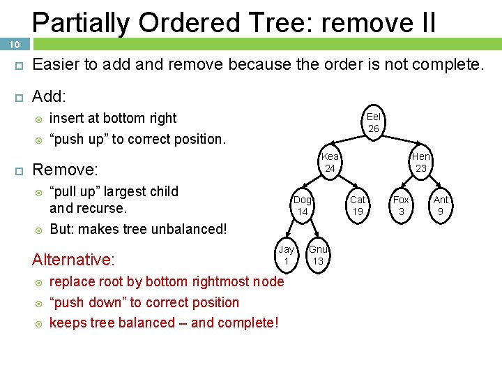 Orderly Tree COMP 103 Priority Queues Partially Ordered Trees and