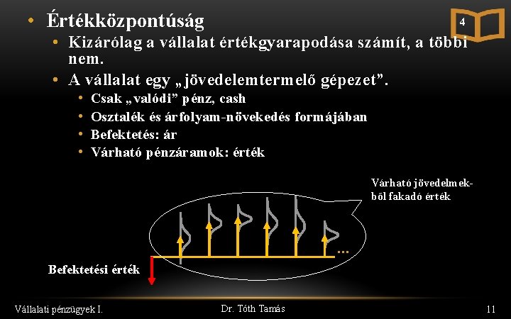  • Értékközpontúság 4 • Kizárólag a vállalat értékgyarapodása számít, a többi nem. •