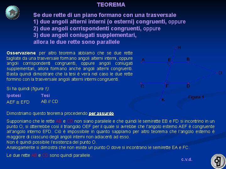TEOREMA Se due rette di un piano formano con una trasversale 1) due angoli