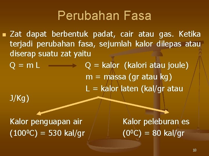 Perubahan Fasa n Zat dapat berbentuk padat, cair atau gas. Ketika terjadi perubahan fasa,