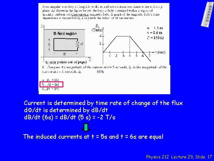 65% Current is determined by time rate of change of the flux d. F/dt