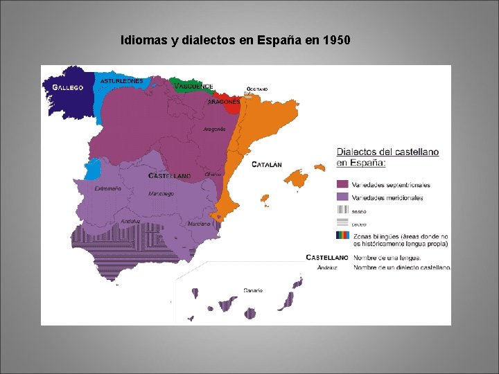 Idiomas y dialectos en España en 1950 