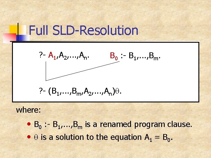 Full SLD-Resolution ? - A 1, A 2, . . . , An. B