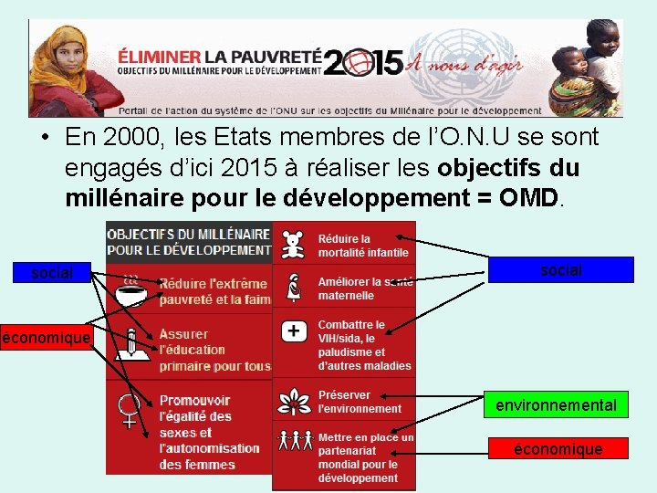  • En 2000, les Etats membres de l’O. N. U se sont engagés