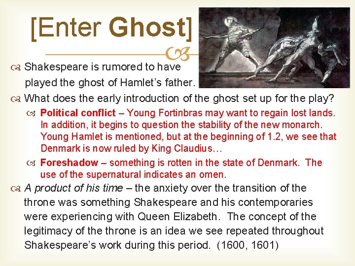 [Enter Ghost] Shakespeare is rumored to have played the ghost of Hamlet’s father. What