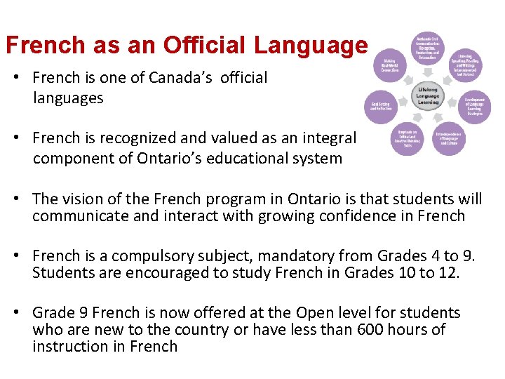 French as an Official Language • French is one of Canada’s official languages •