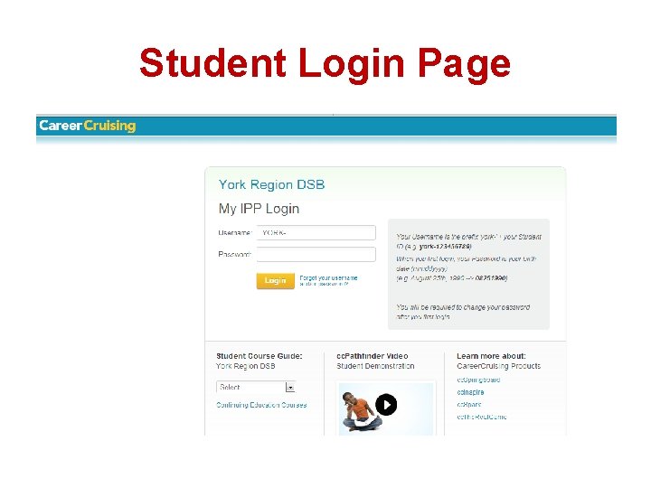 Student Login Page 