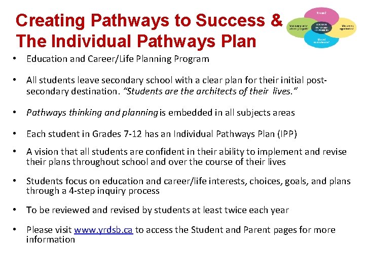 Creating Pathways to Success & The Individual Pathways Plan • Education and Career/Life Planning