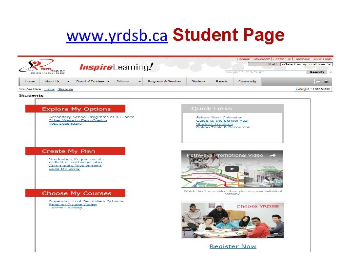 www. yrdsb. ca Student Page 