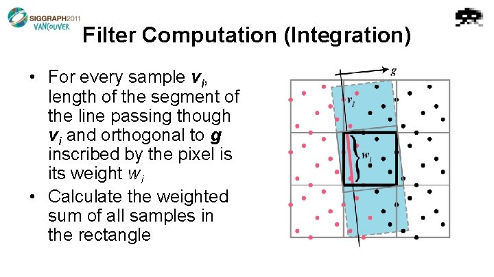 Filter Computation (Integration) • For every sample vi, length of the segment of the