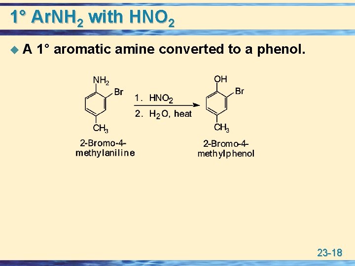 1° Ar. NH 2 with HNO 2 u. A 1° aromatic amine converted to