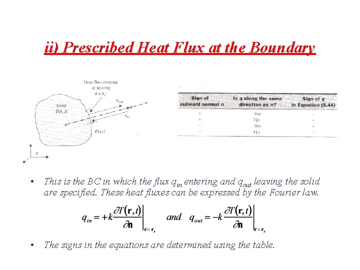 ii) Prescribed Heat Flux at the Boundary • This is the BC in which