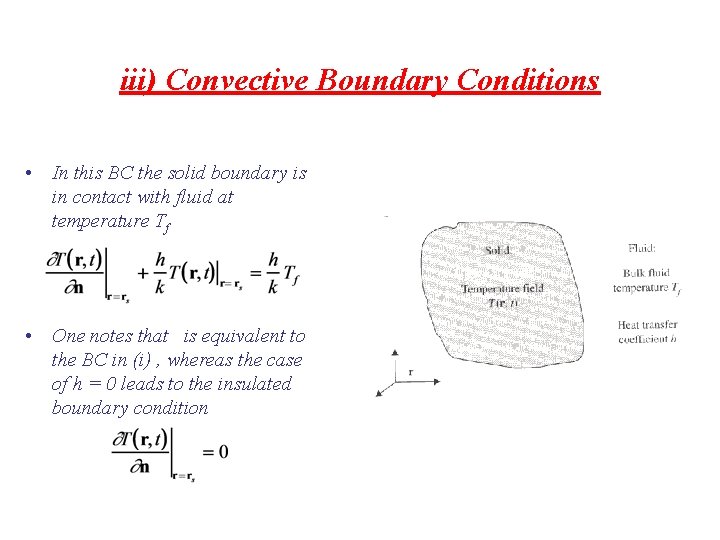 iii) Convective Boundary Conditions • In this BC the solid boundary is in contact