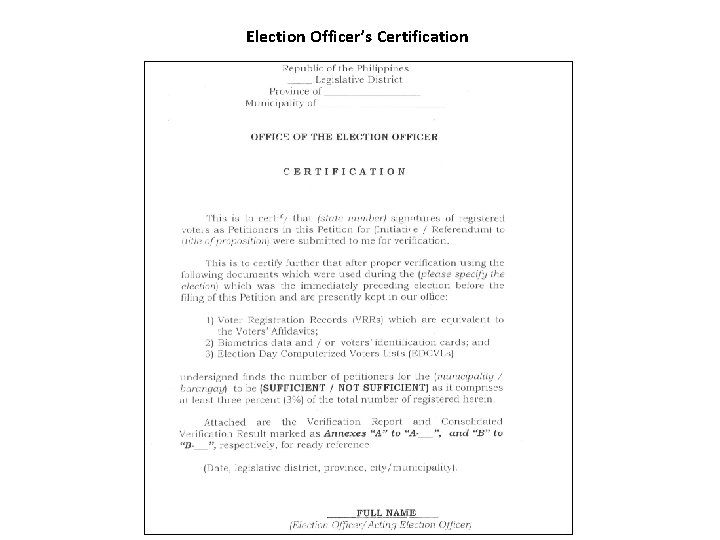 Election Officer’s Certification 