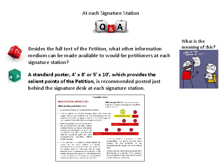 At each Signature Station Besides the full text of the Petition, what other information